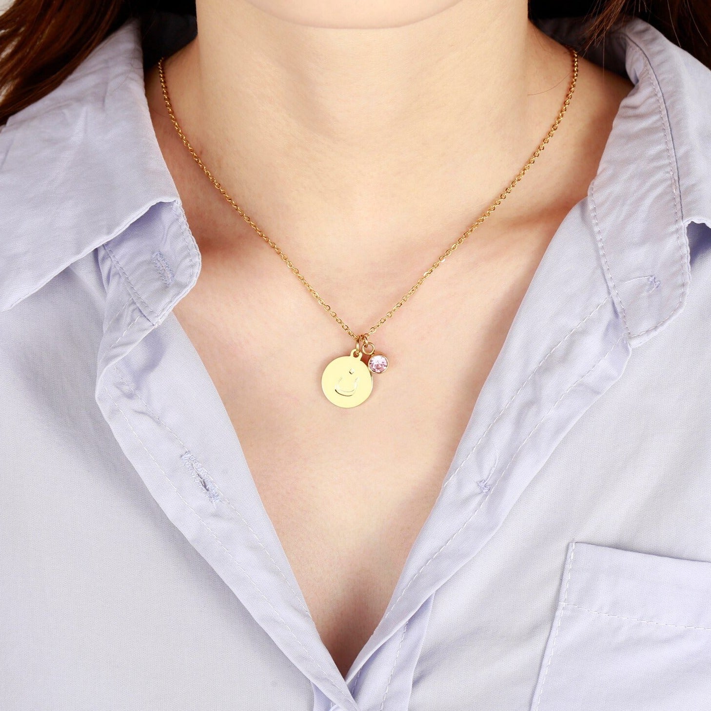 Arabic Alphabet Initial Letter Necklace with Birthstone