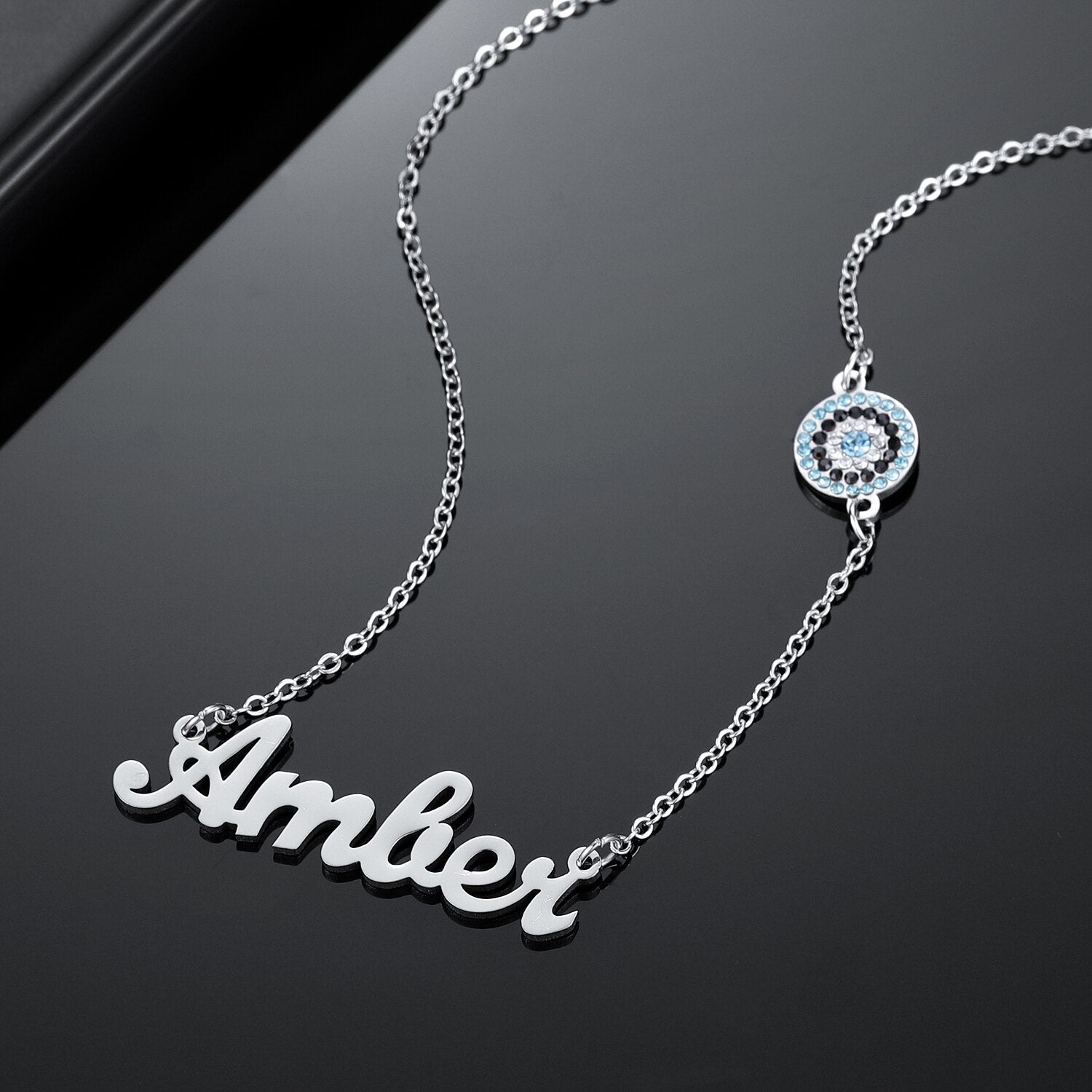 Personalised Evil Eye Name Necklace - Custom Evil Eye Jewellery
