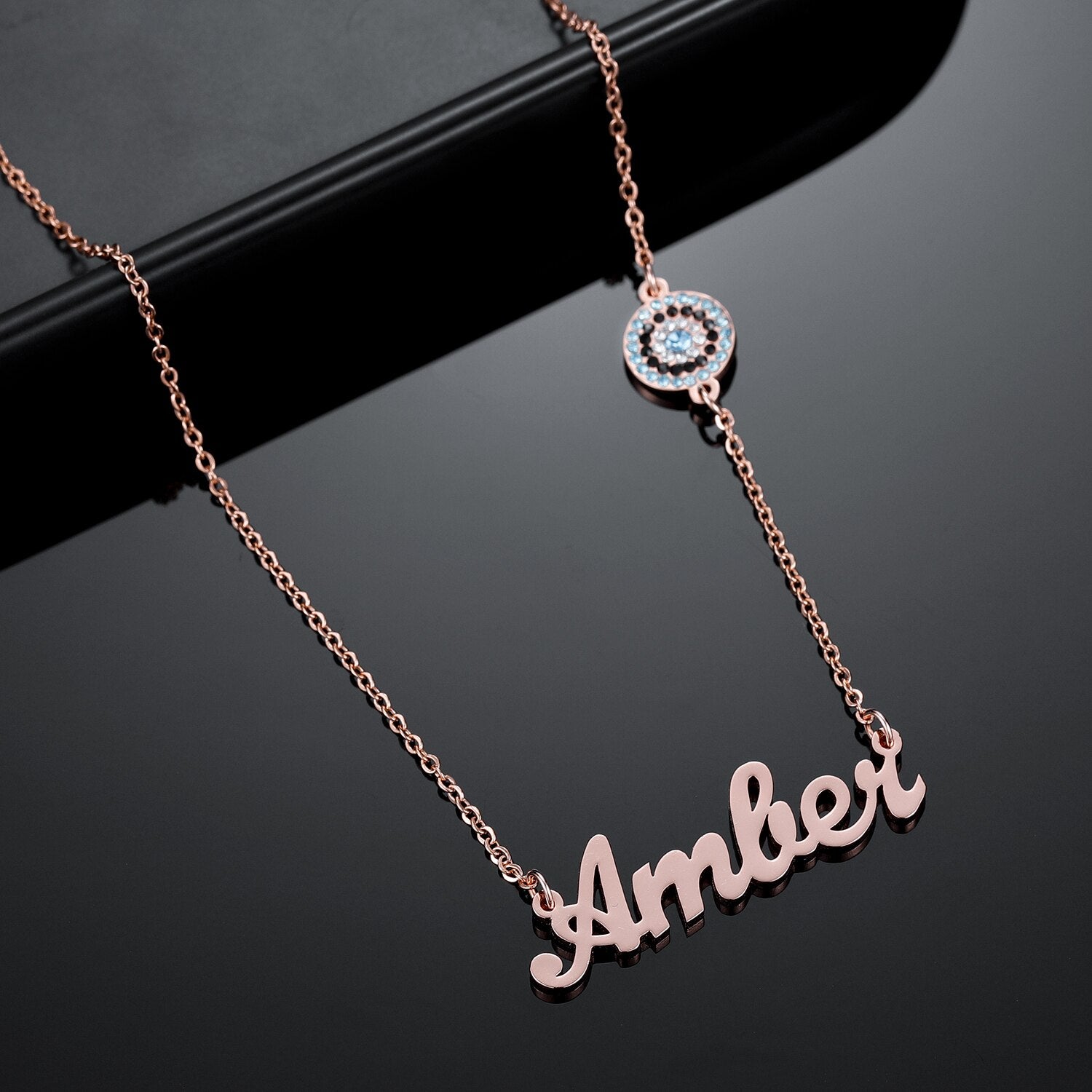 Personalised Evil Eye Name Necklace - Custom Evil Eye Jewellery