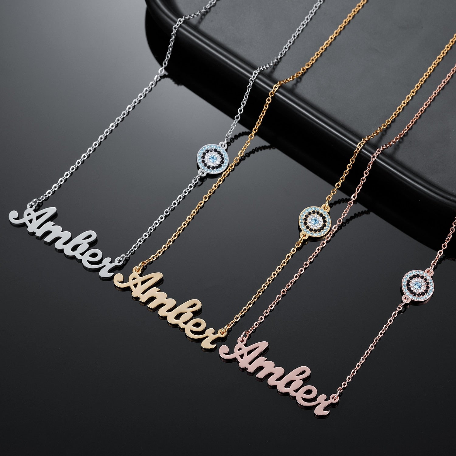 Personalised Evil Eye Name Necklace - Custom Evil Eye Jewellery