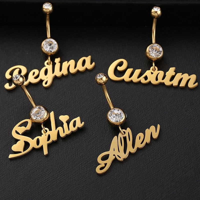 Personalised Belly Button Bar Piercing Custom Rings UK