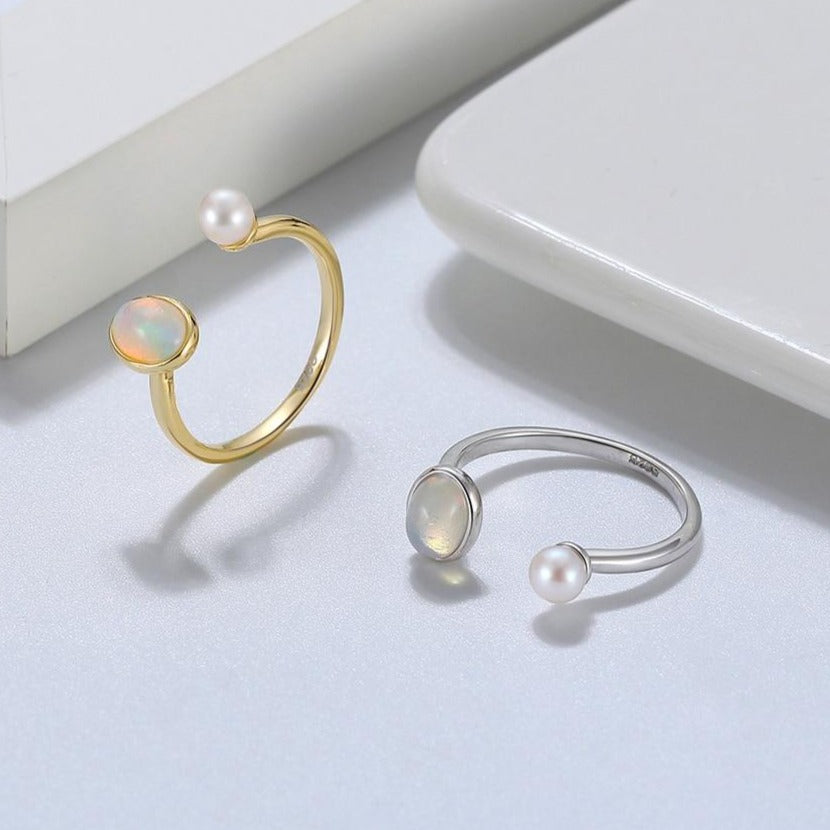 Opal Freshwater Pearl Ring