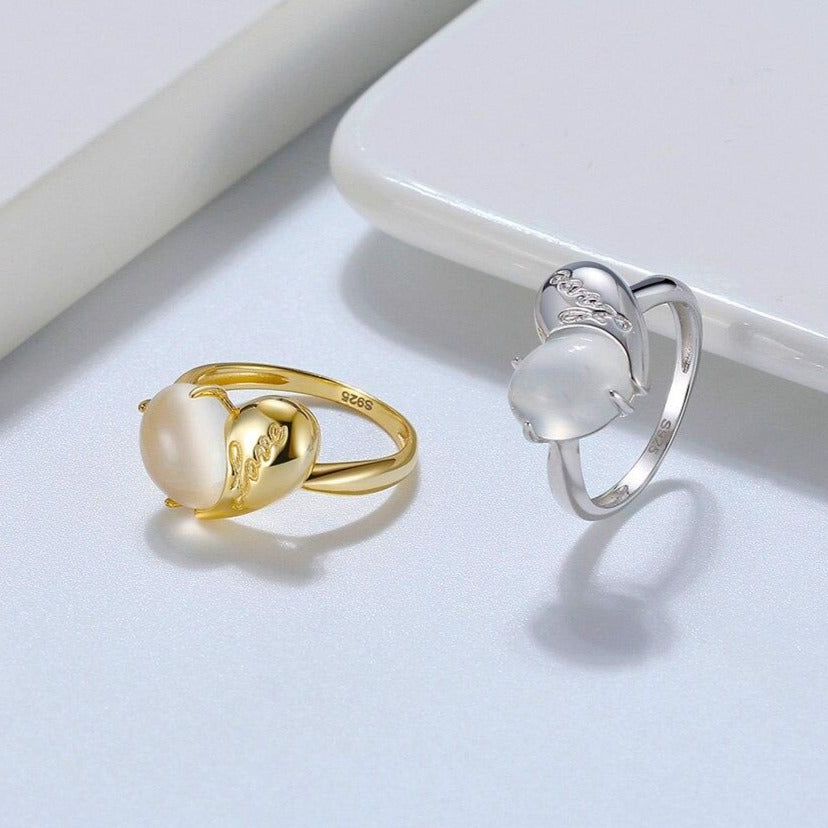 moonstone heart love ring gold