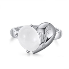 moonstone heart love ring silver