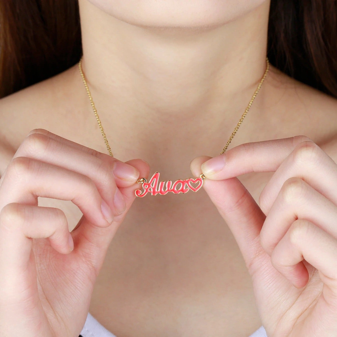 custom Colourful Enamel Name Necklace