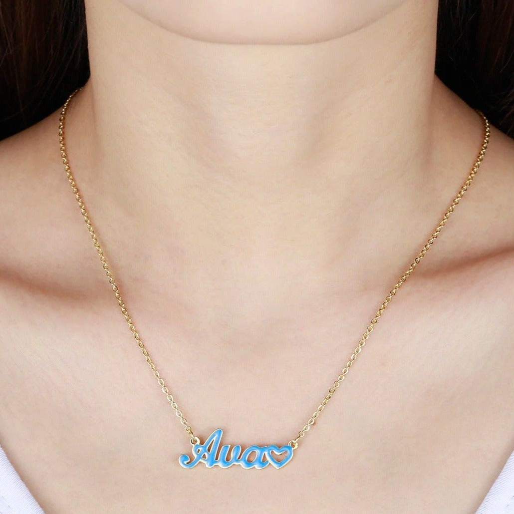 Personalised Colourful Enamel Name Necklace