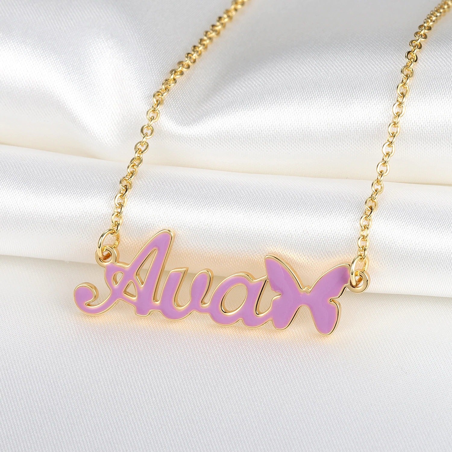 Personalised Colourful Enamel Name Necklace