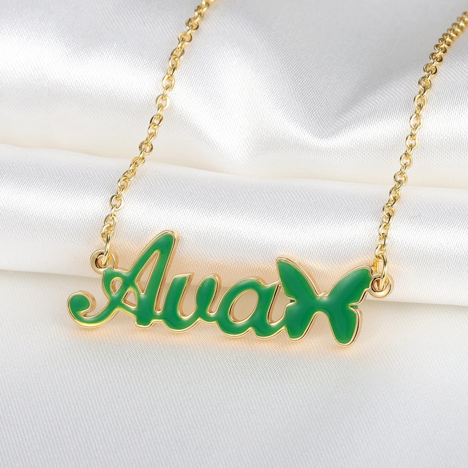 Personalised Colourful Enamel Name Necklace