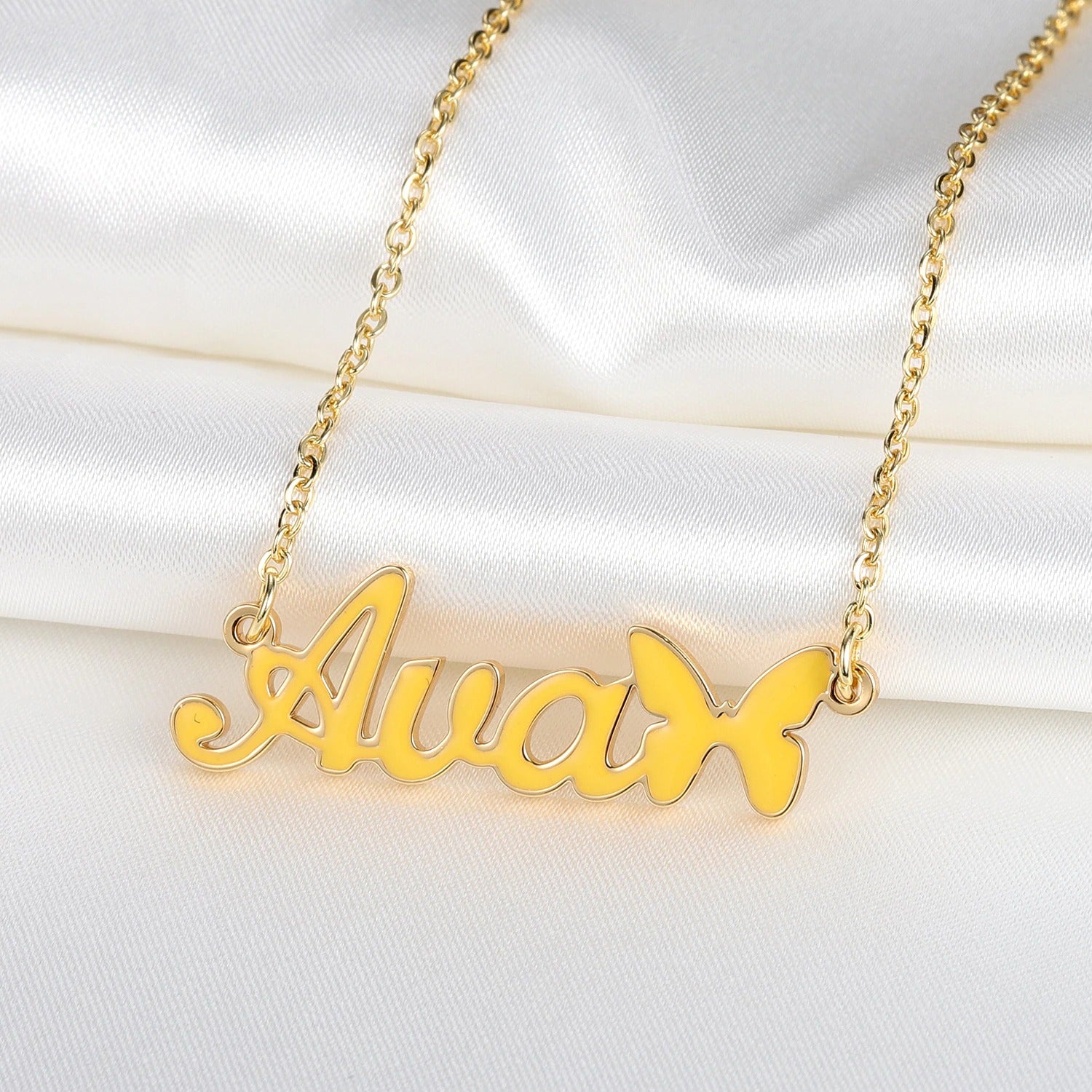 Personalised Colourful Enamel Name Necklace