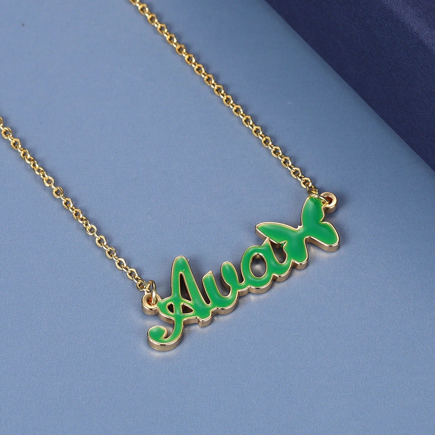 customised Colourful Enamel Name Necklace