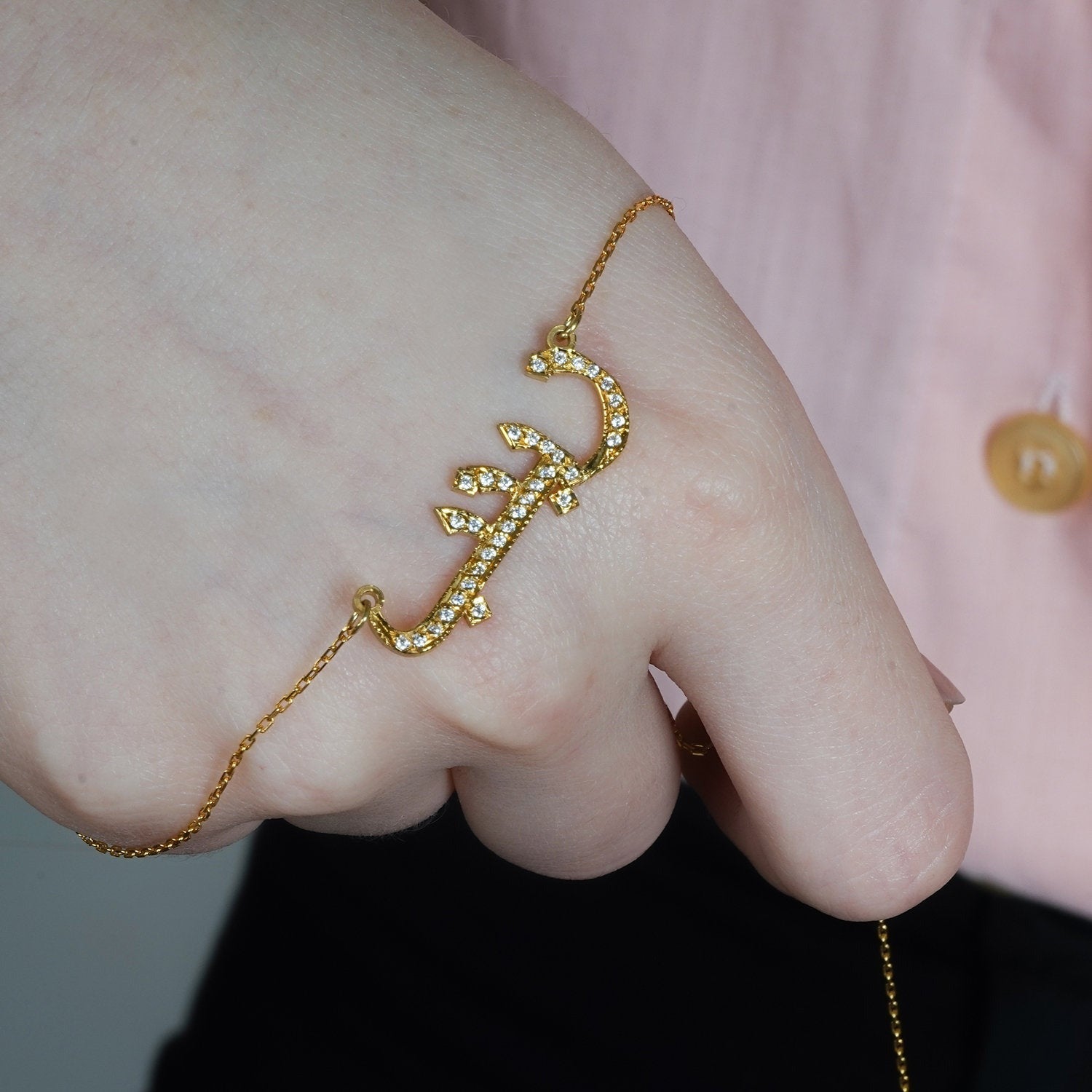 Personalised Arabic Name Necklace with Crystals