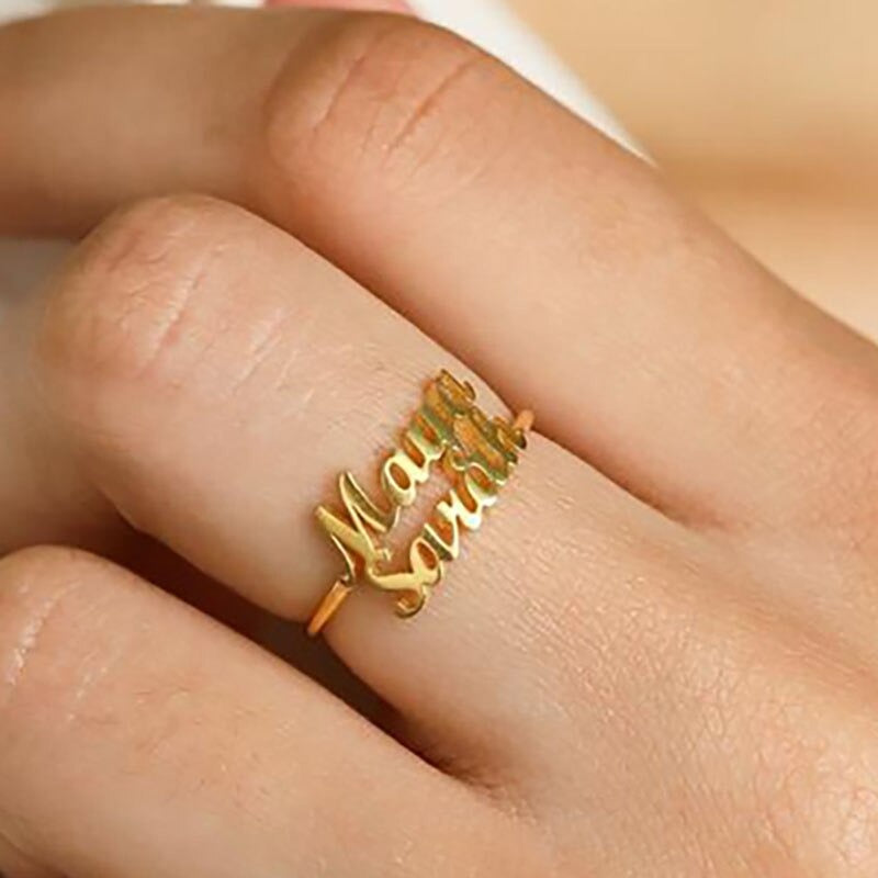 personalised two 2 name ring