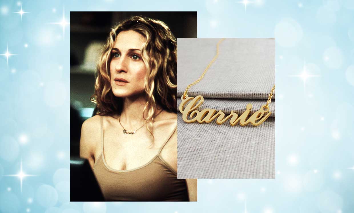 carrie bradshaw nameplate necklaces biggest trend
