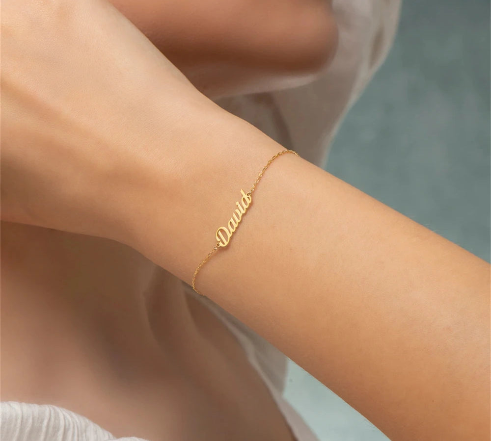 customised name bracelet gold uk