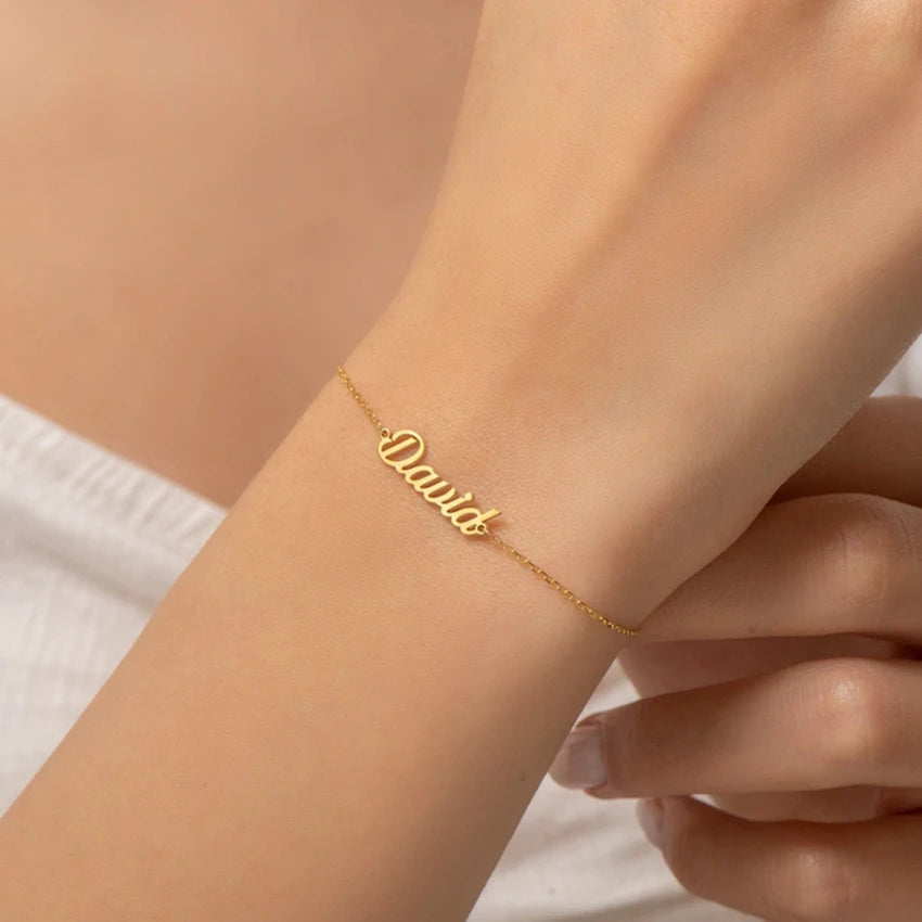 customised name bracelet gold uk