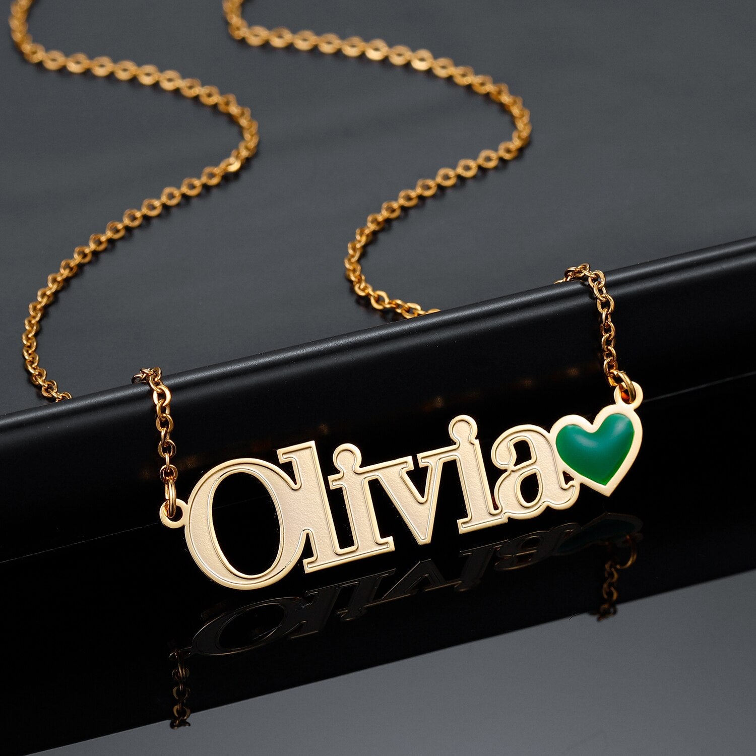 Personalised Name Necklace with Colourful Heart