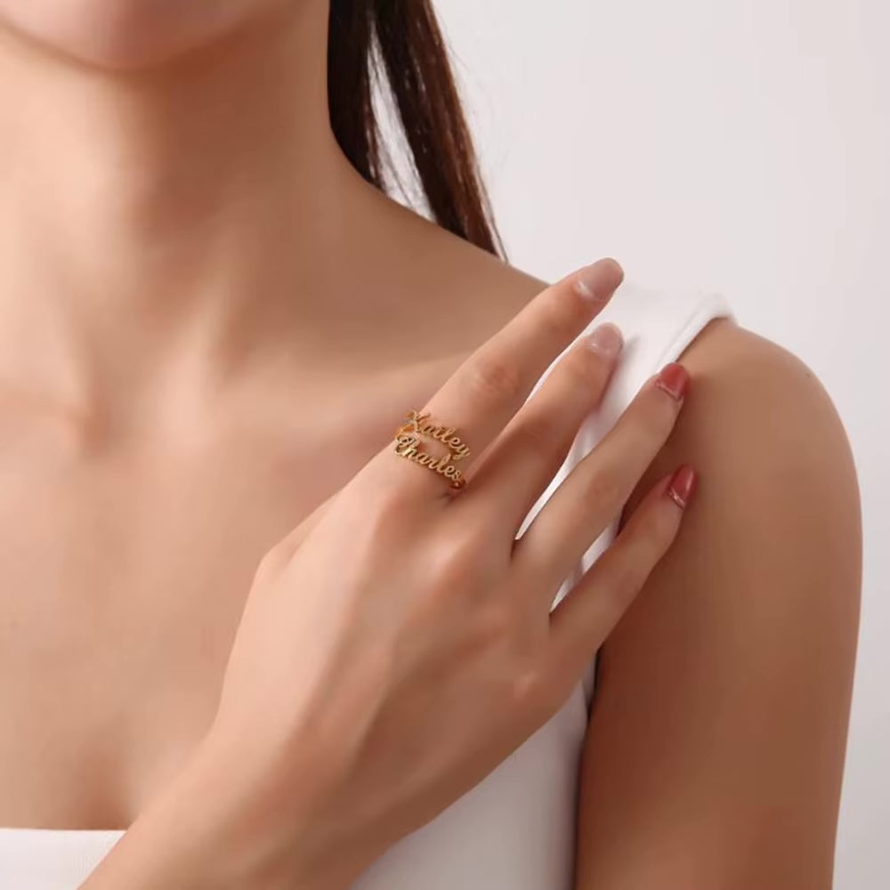 JZSANTI Personalized Ring Names Necklace and Birthstones Sterl 並行輸入品 RWQIAN Women Personalized Name Ring Custom Names Ring BFF