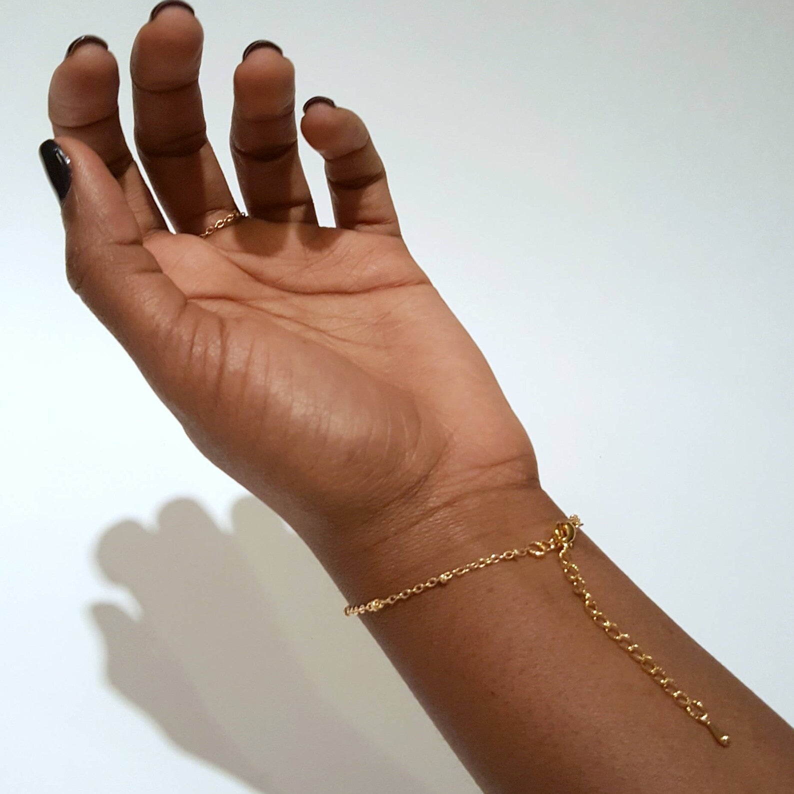 Buy Gold Hand Chain & Ring Bracelet delicate Chain, Adjustable Ring Online  in India - Etsy