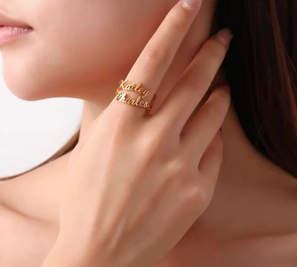 custom multiple family names ring 