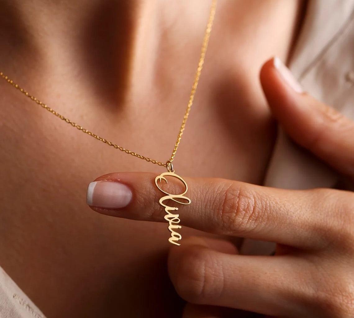 Personalised Vertical Nameplate Necklace