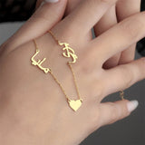 custom Arabic Two Names with Heart Necklace