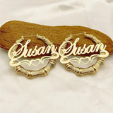 Personalised Name Bamboo Hoop Earrings