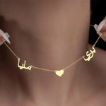 custom Arabic Two Names with Heart Necklace