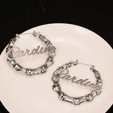 Personalised Name Bamboo Hoop Earrings