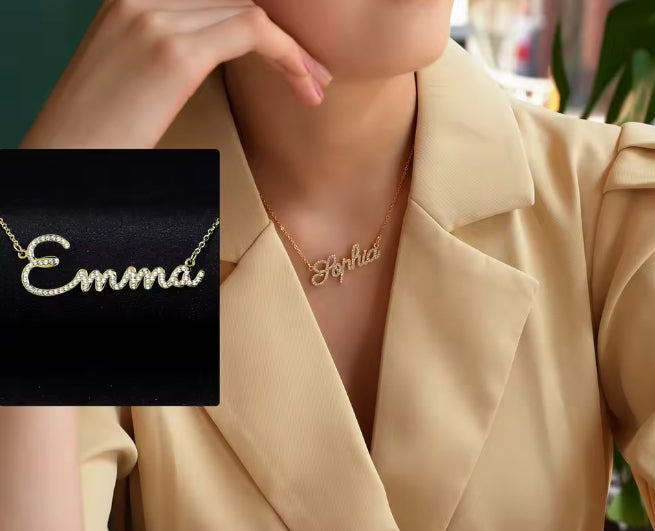 Personalised Punjabi Name Necklace with Crystals