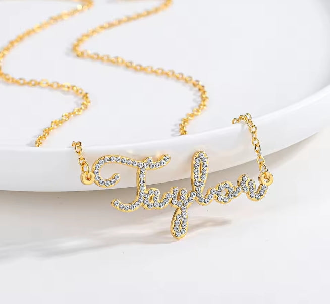 Personalised Punjabi Name Necklace with Crystals