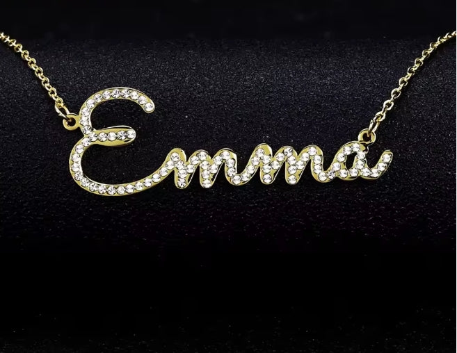 Personalised Punjabi Name Necklace with Crystals