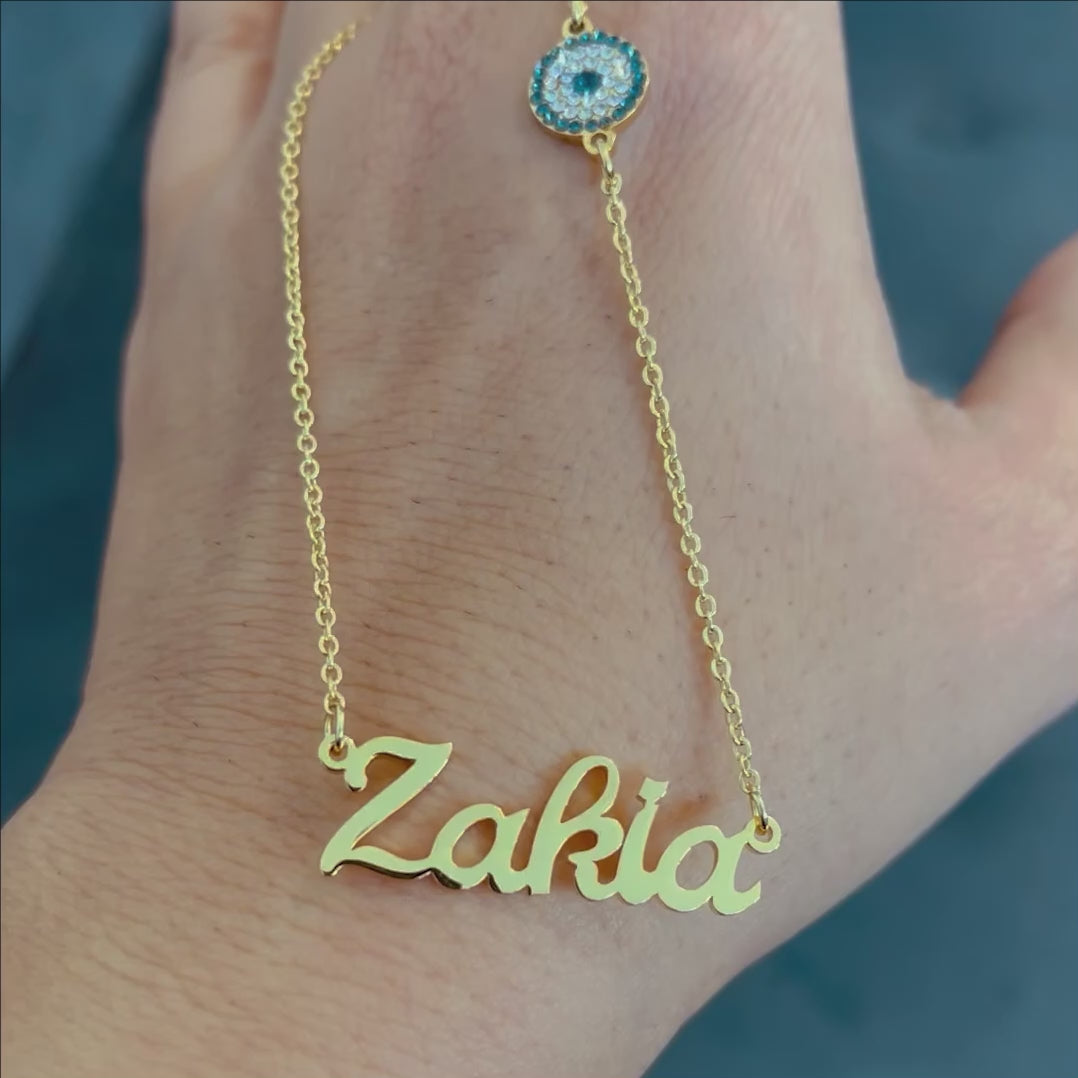 Personalised Evil Eye Name Necklace - Custom Evil Eye Jewellery