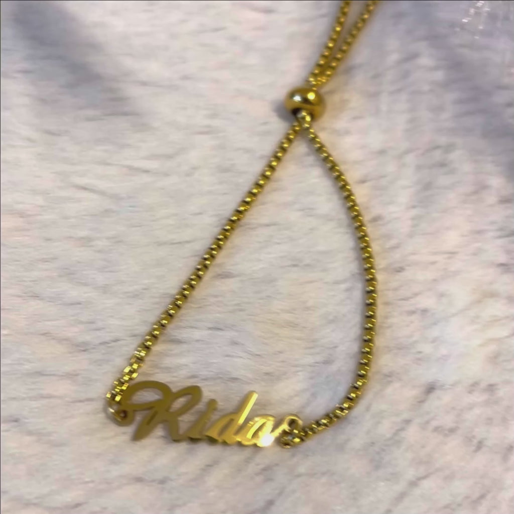 Personalised Name Bracelet Gold Box Chain