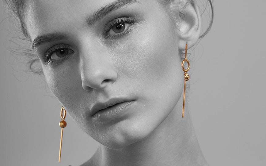 18K Gold Plated Geometric Long drop Earrings  gold