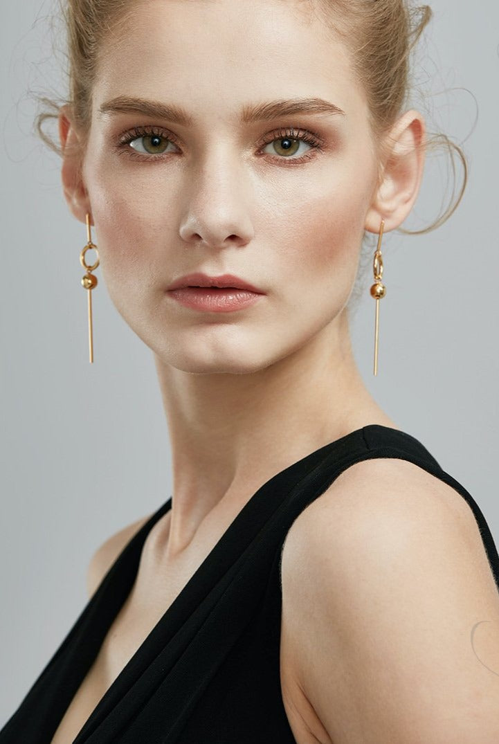 18K Gold Plated Geometric Long drop Earrings 