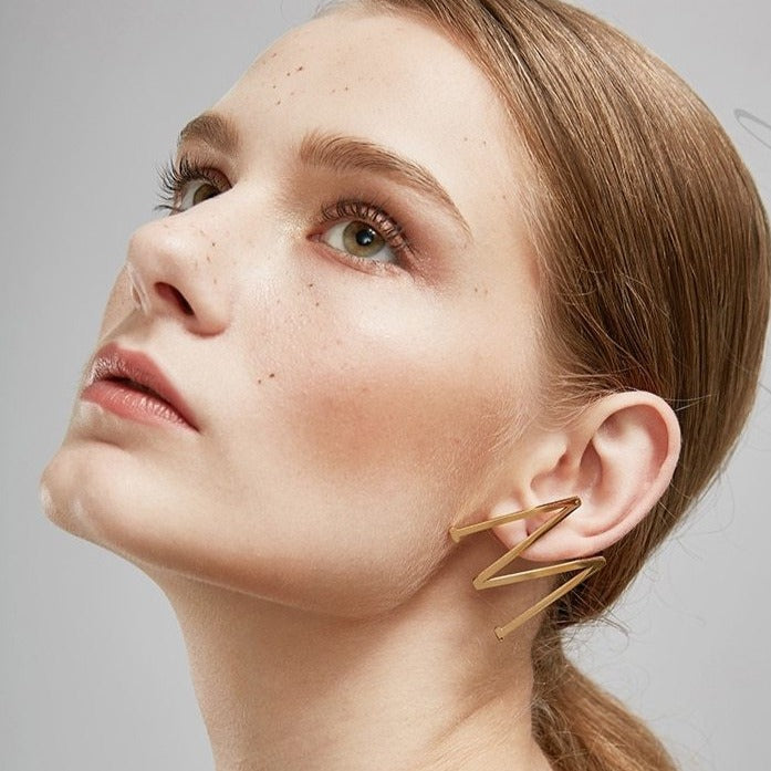 initial stud earrings gold