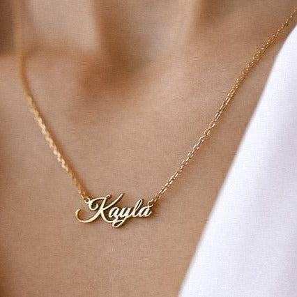 personalised name necklace gold