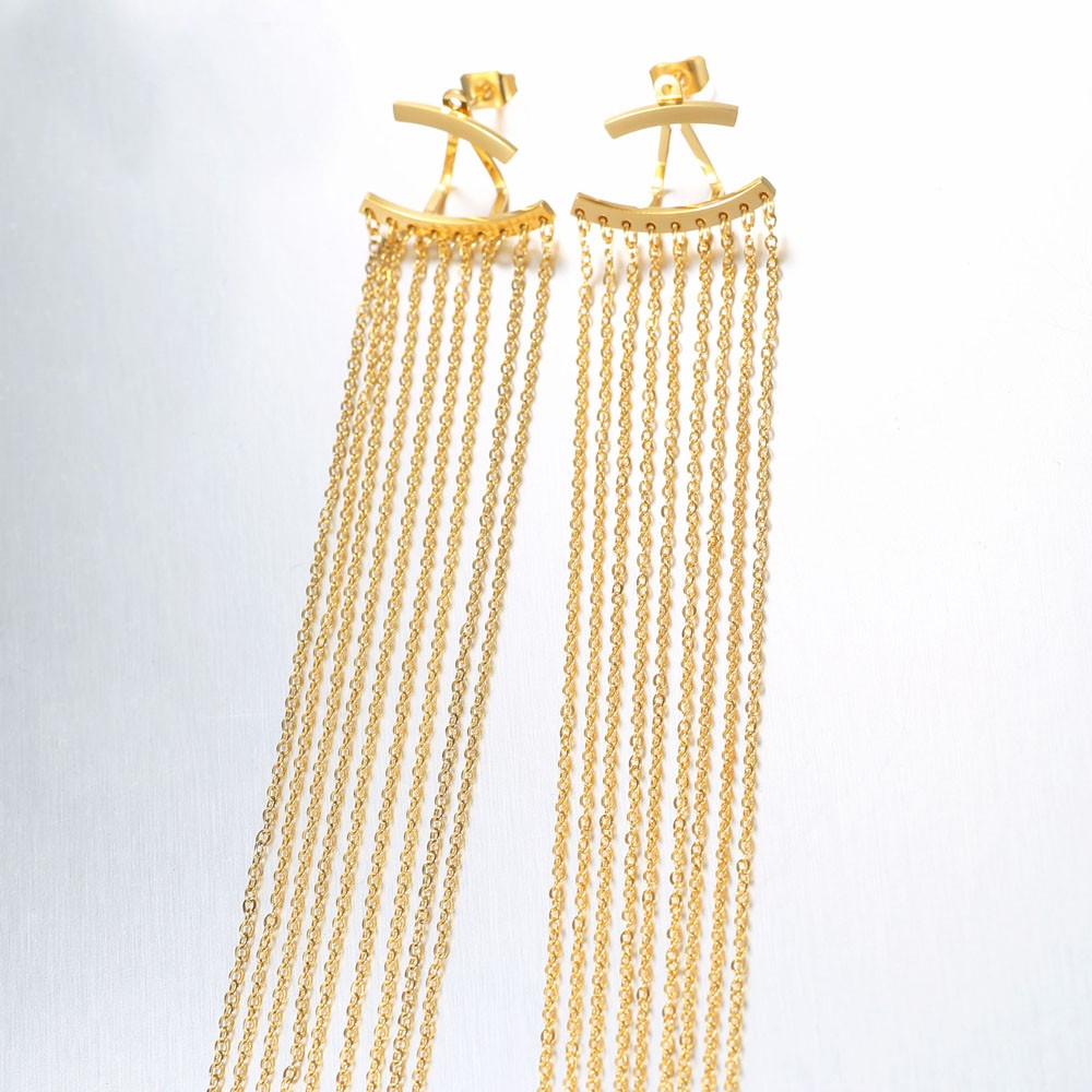 Tassel drop Statement Earrings gold