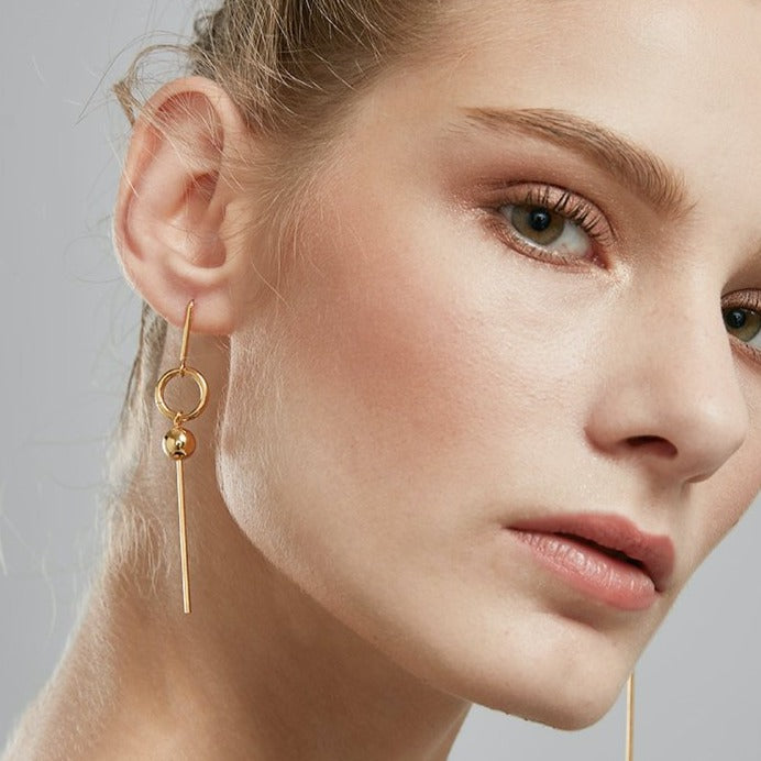 18K Gold Plated Geometric Long drop Earrings 