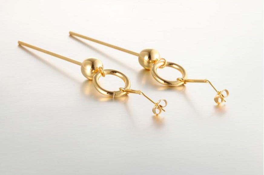 18K Gold Plated Geometric Long drop Earrings uk