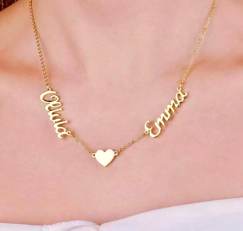 Personalised Two Names with Heart Necklace