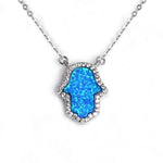 Embrace Protection & Luck with this Opal Hamsa Necklace
