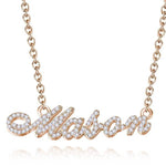 personalised name necklace crystals diamonds  rose gold