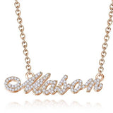personalised name necklace crystals diamonds  rose gold