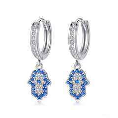 Evil Eye Dainty Sterling Silver Earrings silver