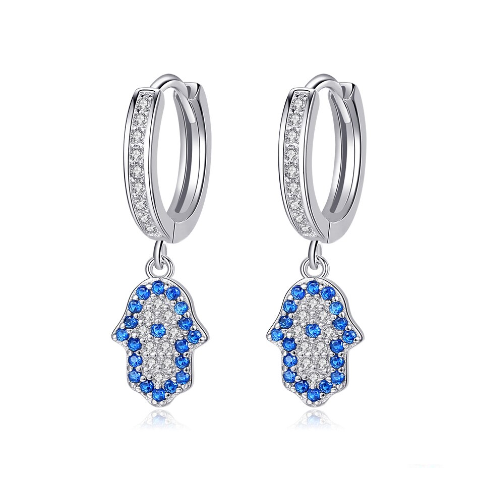 Evil Eye Dainty Sterling Silver Earrings silver