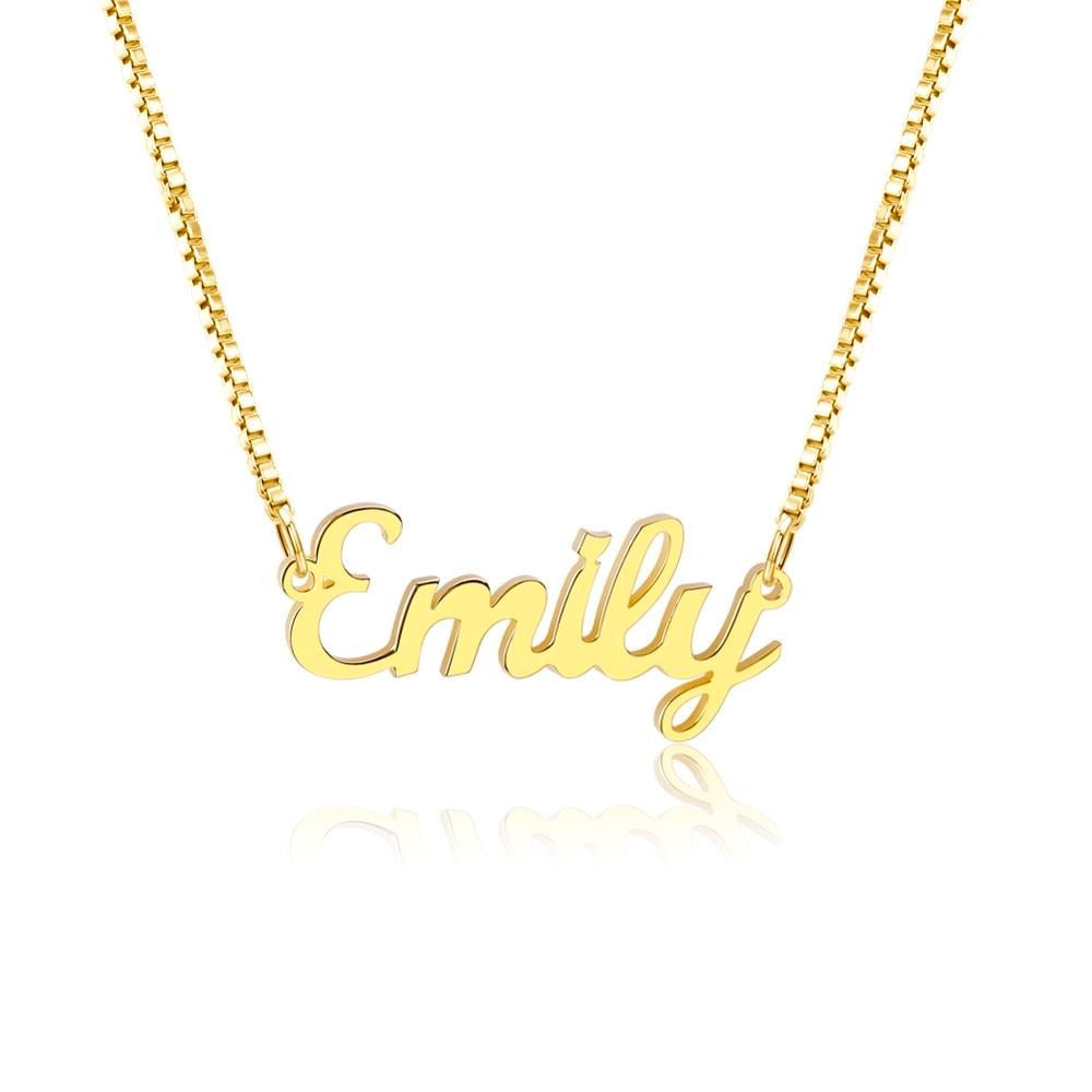 Personalised Name Necklace with Box Chain - Gold Plated