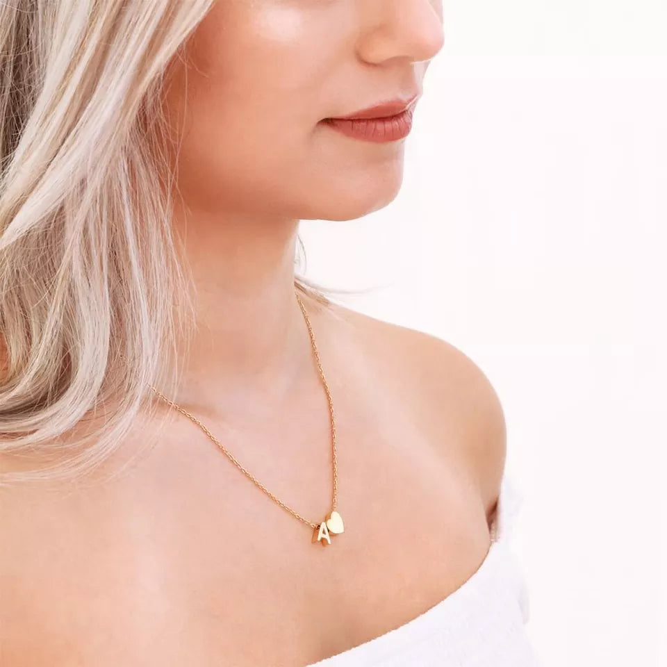 Initial Necklace with Heart