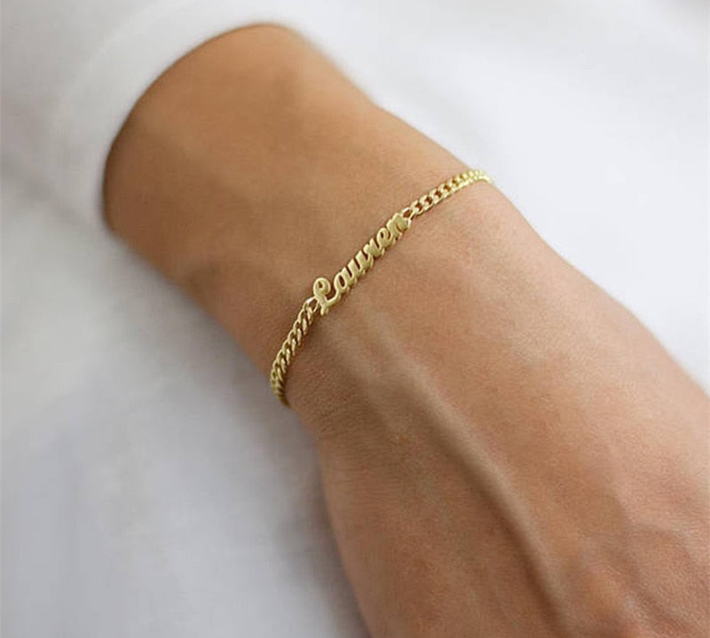 Personalised Name Bracelet with Cuban Chain
