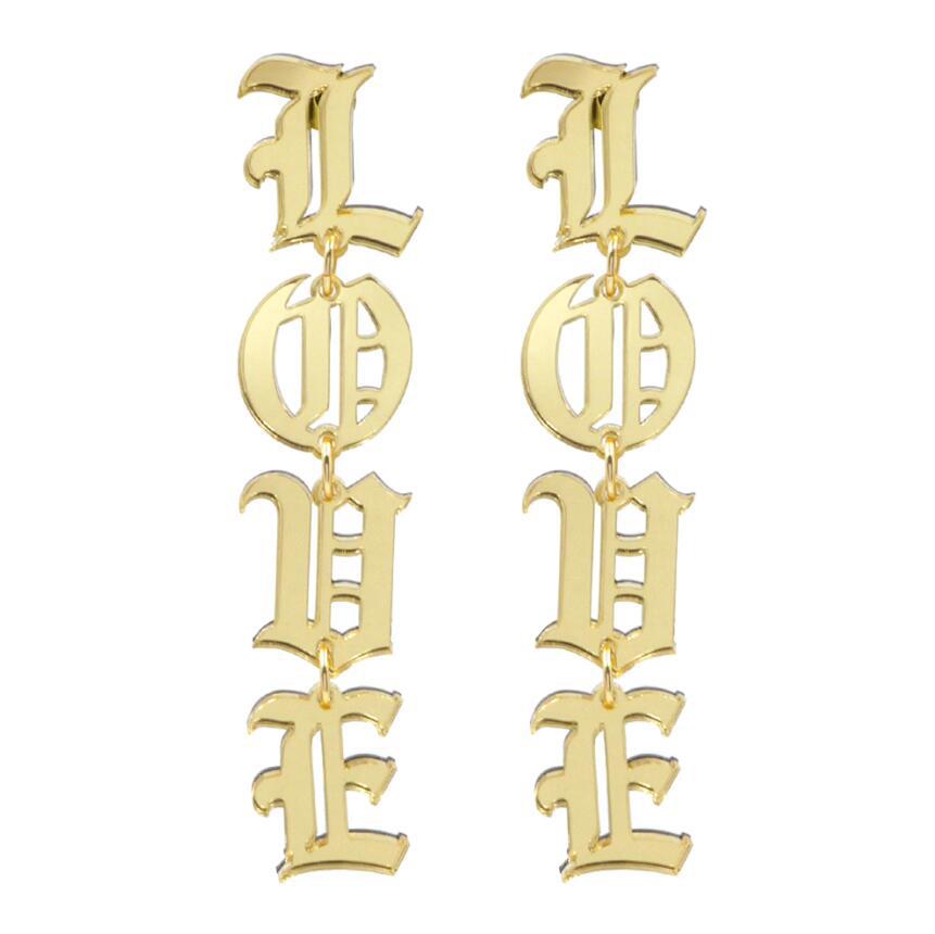 Personalised Old English Letters Drop Earrings
